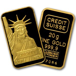 (20 grm) .9999+ Fine Gold Bar - Credit Suisse (Statue of Liberty) (20 grm) .9999+ Fine Gold Bar - Credit Suisse (Statue of Liberty)