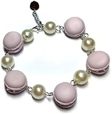 Sweetietiny Strand Bracelet Silver Plated Macaron Sweet Purple Patel Colors Polymer Clay L6.5 Inch