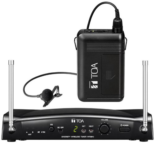 TOA WS-5300 Wireless Microphone Package Includes WM-5320 Lapel Microphone, Bodypack and WT-5810 Receiver