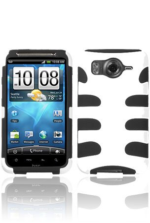 HTC Inspire 4G Armor and Skin (Fishbone) - White/Black (Free HandHelditems Sketch Universal Stylus Pen)