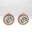 Round Om or Aum Symbol Earrings in Sterling Silver and Copper, #8687