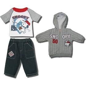 Snoopy All Star PlaySweat Shirt, Jeans and S/S Shirt - 3 pc set for infants