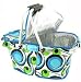 Cute! Insulated Collapsible Large Market Tote Retro Turquoise Blue Multi Swirls Print Circles Dots