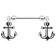 Black White Anchor Nipple Ring