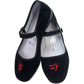 Click here to buy Love And Kindness Embroidered Velvet Mary Jane Chinese Shoes by Pandamerica.