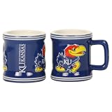 NCAA Ceramic Handled 2oz Full Color Shot Glasses 2 Pack - Kansas Jayhawks