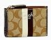 Coach Heritage Stripe Zip Coin Case Skinny Bag with Key Chain Mahogany Brown