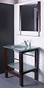 28" Vanity Tempered Glass Sink Frosted Mirror Drain and Trap, New #1015