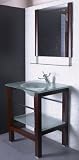28 Vanity Tempered Glass Sink Frosted Mirror Drain and Trap, New #1015