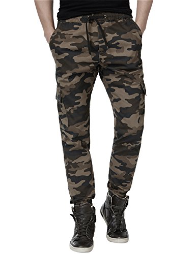 Mens Joggers Twill Pants Cargo Chino Camouflage Slack Trousers Regular Fit