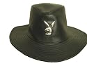 Licensed Playboy Bunny Hat New Unisex - Black Faux Leather Hat with Metal Playboy Bunny Logo