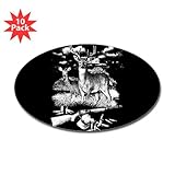 Sticker (Oval) (10 Pack) Deer Hunting Buck Doe Rifle and Hat
