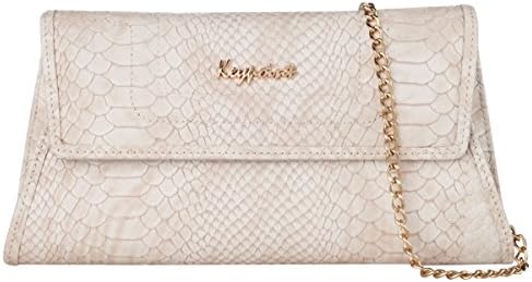 Keypoint Women's Designer Envelope Clutches Wallet Chains Shoulder Purses with Gift Package (Beige)