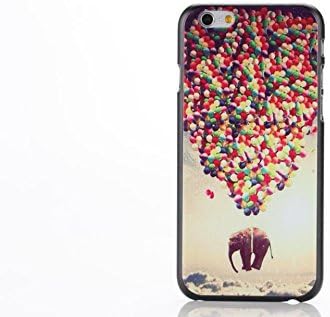 XYUN iPhone 6 Plus Case , Fashion Colorful Painted Hard PC Back Case Cover for iPhone 6 5.5" with a XYUN Mobile Phone Cleaner Dust Plug Gift - Elephants With Balloon