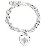 NBA New Orleans Hornets Ladies Silver Heart Charm Bracelet