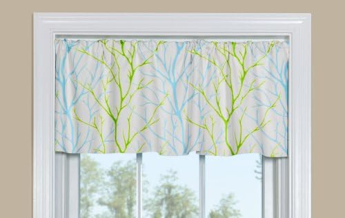 Contempo Curtains Alberi Blue Green Tree Branch Kitchen Valance - 50-Inch by 14-Inch