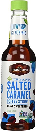 Madhava Natural Sweeteners Organic Coffee Syrup Agave Sweetened, Salted Caramel, 9.9 Ounce,( Pack of 6)