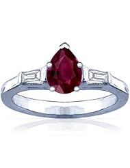 Platinum Pear Cut Ruby Three Stone Ring