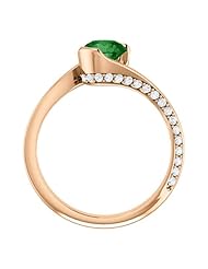 10K Rose Gold 6.00mm Round Cut Chrome Tourmaline and Diamond Ring -- LIFETIME WARRANTY