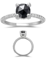1.33 Cts Black & White Diamond Ring in 14K White Gold