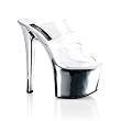 7 Inch Sexy High Heel Shoes Womens Platform Shoes Spike Heel Clear / White