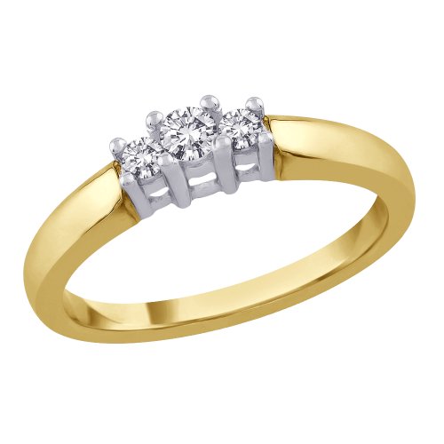 3 Diamond Anniversary Band 1/4 ct. in 14K Yellow Gold (Good, J-K Color, I2-I3 Clarity)