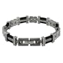 High Polished and Satin Finish Titanium Linked Bracelet w/ Black Wire
