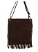 Brown North South Faux Suede Fringe Bag Purse