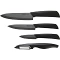Exclusive 4-part black ceramic knife set incl. ceramic peeler