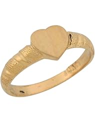 14k Yellow Gold Petite Heart Cute Signet Baby Girl Ring