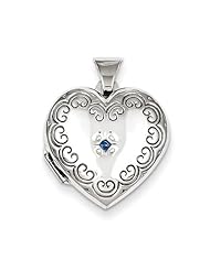 Sterling Silver Blue Synthetic Stone Heart Locket