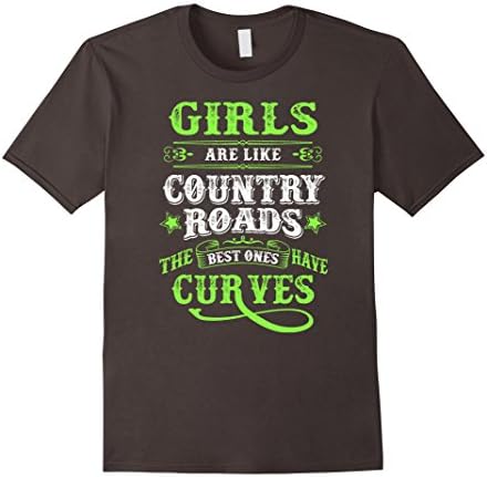 Men's Girls are Like Country Roads Best Ones Have Curves T-Shirt Large Asphalt