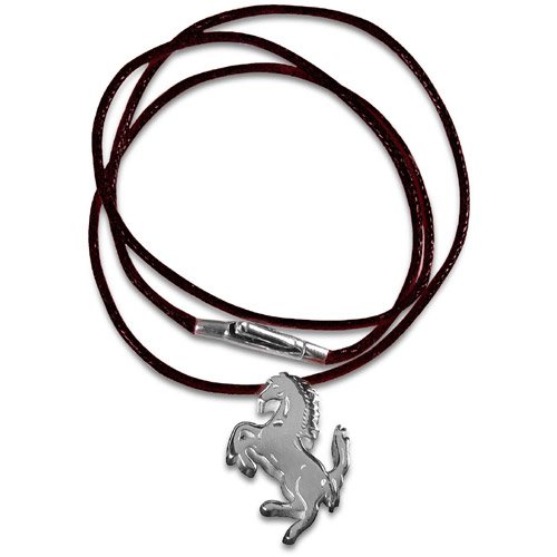 Ferrari silver Prancing Horse pendant – Black string black