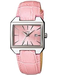 Casio Womens Core LTP1333L-4A Pink Leather Quartz Watch with Pink Dial