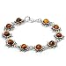Certified Genuine Baltic Honey Amber and Sterling Silver Flaming Sun Bracelet, 7"