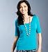 Petite Portfolio Scoop Neck Short Sleeve Jersey Top