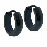 Black Anodized Stainless Steel Huggie Hoop Earrings 9mm (.35in Diameter)