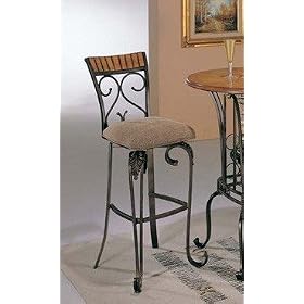 Click here to buy Set of 2 30H Swivel Metal Bar Stools Bronze and Oak Finish by ACME.