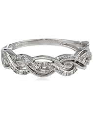 Sterling Silver 1/10cttw Diamond Twisted Ring