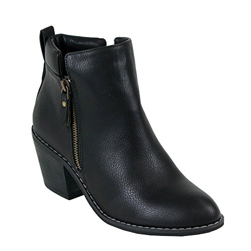 Reneeze POLO-01 Women's Zipper Stacked Chunky Heels Strappy Ankle Booties