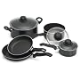 Ballarini Trend Black 8 Piece Set with Glass Lids