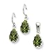 Sterling Silver Olivine CZ Earrings and Pendant title=