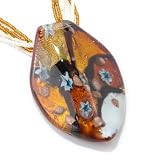 14K Vermeil 20 Warm Tone Flower Murano Glass Necklace w/ 2 Extender