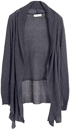 Mayuki Women's Asymmetrical Long Cardigan S Dark Grey