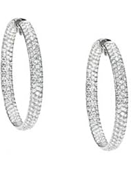 18K White Gold Diamond Inside/Outside Hoop Earrings - 12.25 Ct. -- LIFETIME WARRANTY