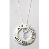 Ask Believe Receive Sterling Silver Affirmation Ring Necklace