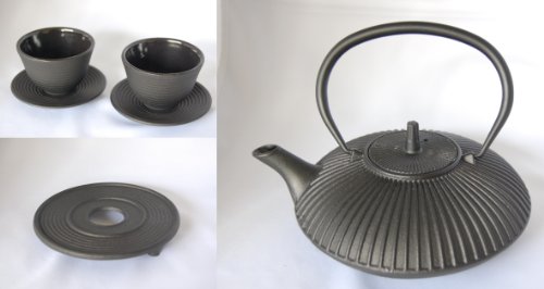 Cast Iron Teapot Japanese Style Tetsubin 6 Piece Set Shogun Mochi 26 OZ 0.77 Liter On Sale