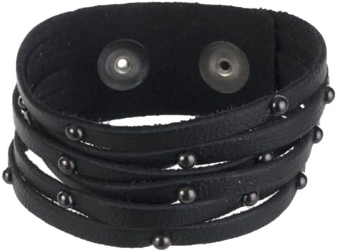 1.25" Fringe Bracelet with Studs, Black