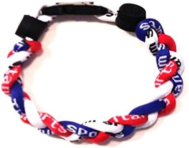 Fabulicious Titanium Jewelry Men's Red White Blue Bracelet - Braided Ionic Sports Wristband 3 Rope (XXS - 6.5 Inch) Titanium