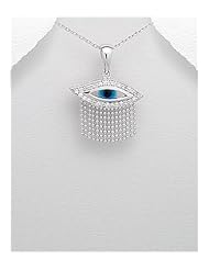 Eye CZ Pendant Necklace In 92.5 Sterling Silver